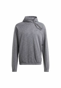 Heathergrå långärmad sweatshirt med diagonalt blixtlås och fastsydd ögla på övre bröstområdet.