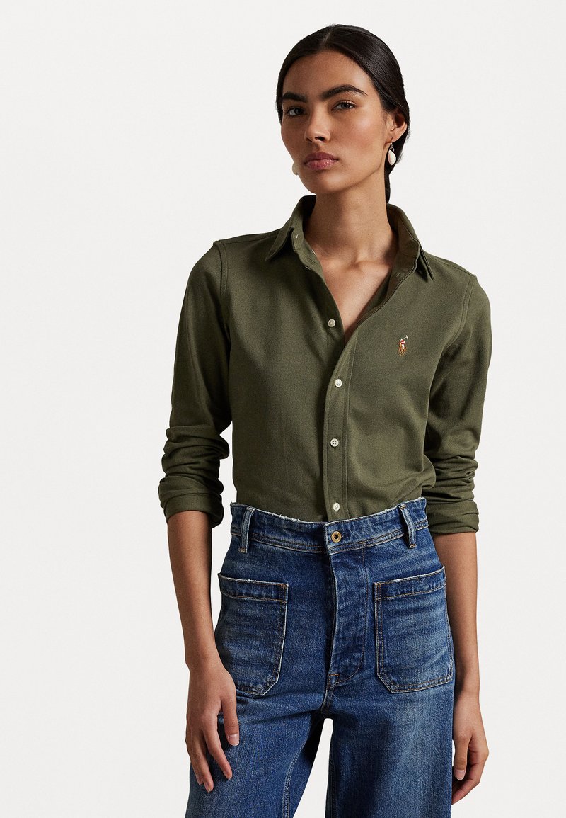Polo Ralph Lauren LONG SLEEVE BUTTON FRONT SHIRT - Bluza z gumbi - thermal green