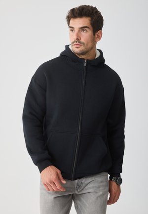 Bluză de molton cu fermoar - black