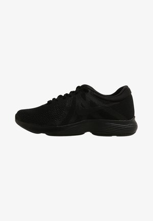 Zapatilla de correr negra Nike con tejido de malla, cierre de cordones y suela texturizada, mostrada en perfil lateral mirando hacia la izquierda.