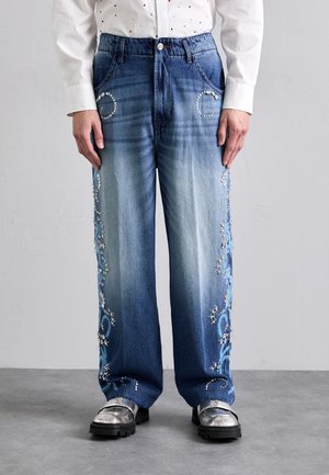 BAGGY PANTS IN EMBROIDERED  - Relaxed fit jeans - stonewash blue