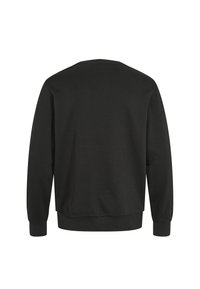 Hanorac negru cu guler rotund, mâneci și talie ribbate. Fabricat dintr-un material neted, cu un design simplu, fără logo-uri sau modele vizibile.