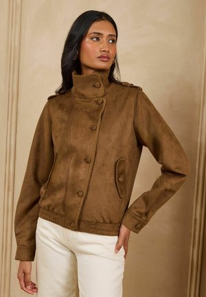 Love & Roses, SUEDETTE FUNNEL BOMBER JACKET - Kunstlederjacke - tan brown