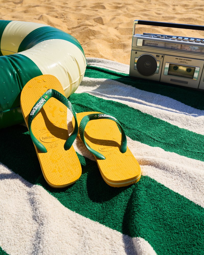 Havaianas Infradito Uomo Brasil Logo - Ciabatte Da Spiaggia In Gomma Giallo Neon, Comode E Leggere - Foto 3