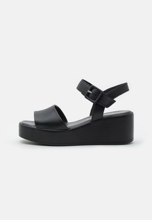Sandalen met plateauzool - black