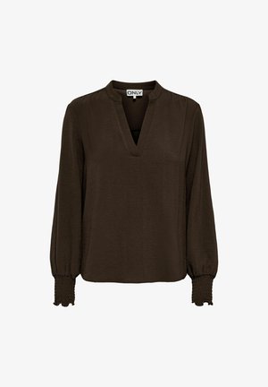 ONLY, ONLMETTE V-NECK LS SMOCK TOP NOOS WVN - Camiseta de manga larga - coffee bean