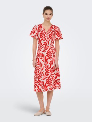 ONLY ONLCALI LIFE S/S MIDI WRAP DRESS WVN - Robe de jour - poppy red