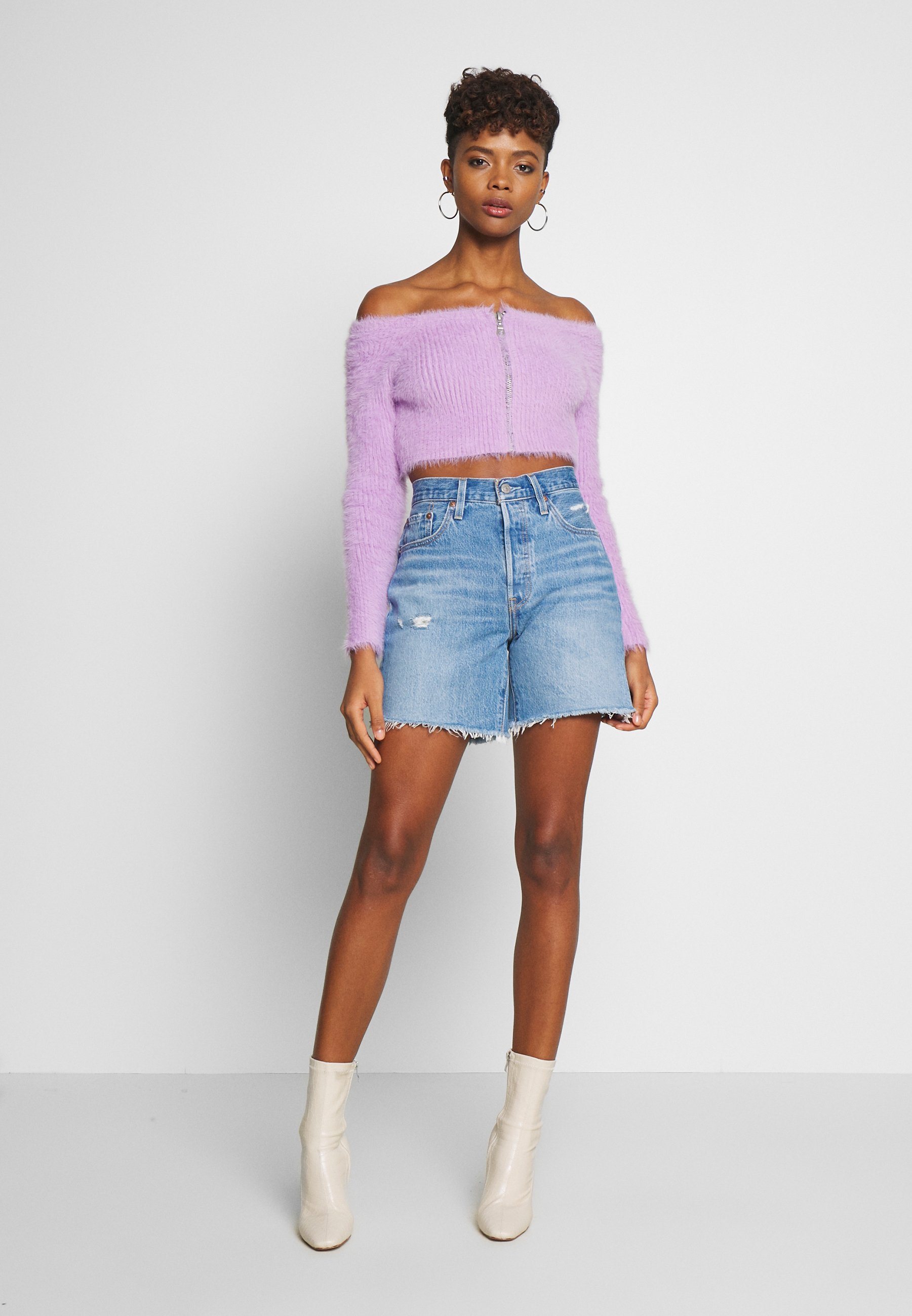 mid thigh denim shorts