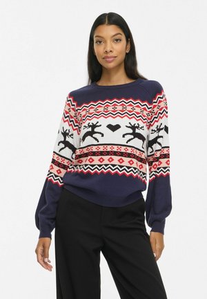 VILA, CHRISTMAS JUMPER VIHOLIDAY ROUND NECK - Pullover - navy blazer