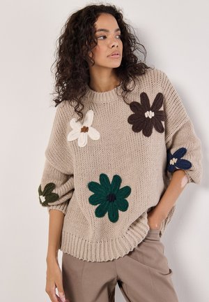 EMBROIDERED FLOWER  - Jumper - stone