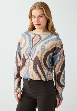 Jimmy Key, ABSTRACT PATTERN CREW NECK JUMPER - Pullover - beige
