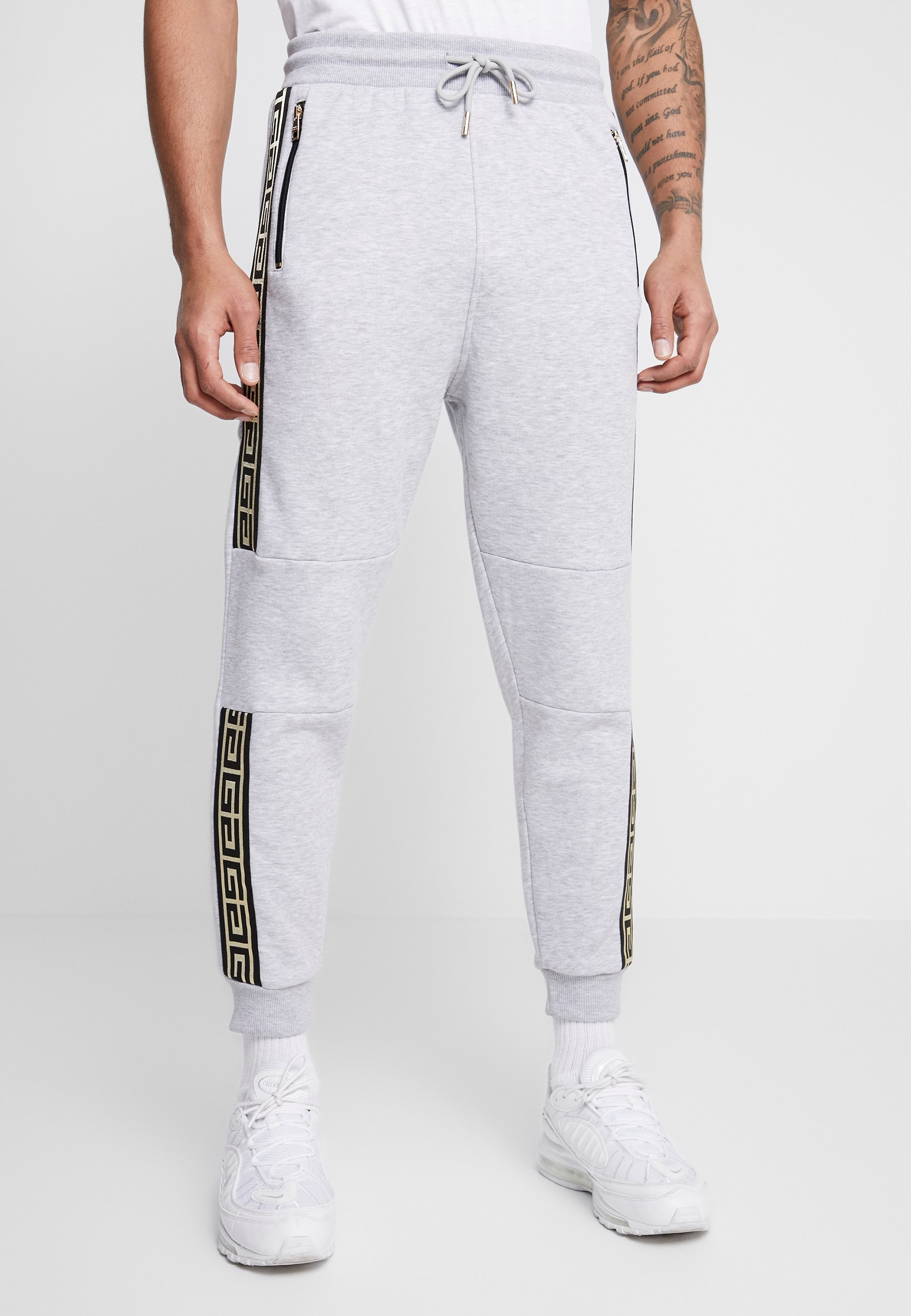 Glorious Gangsta KALK PRINTED TAPE Joggebukse grey marl Glorious Gangsta KALK - Joggebukse - black