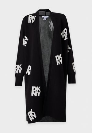 DKNY, ALL OVER STACK LOGO LONG CARDIGAN - Жилетка - black/ivory