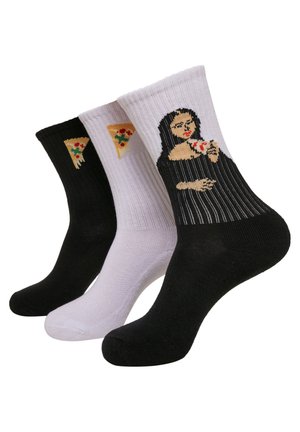 Mister Tee ARTI PIZZA SOCKS 3 PACK - Sokker - black/white