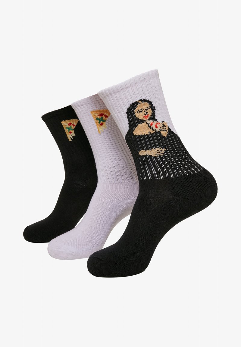 Mister Tee ARTI PIZZA SOCKS 3 PACK - Sokker - black/white