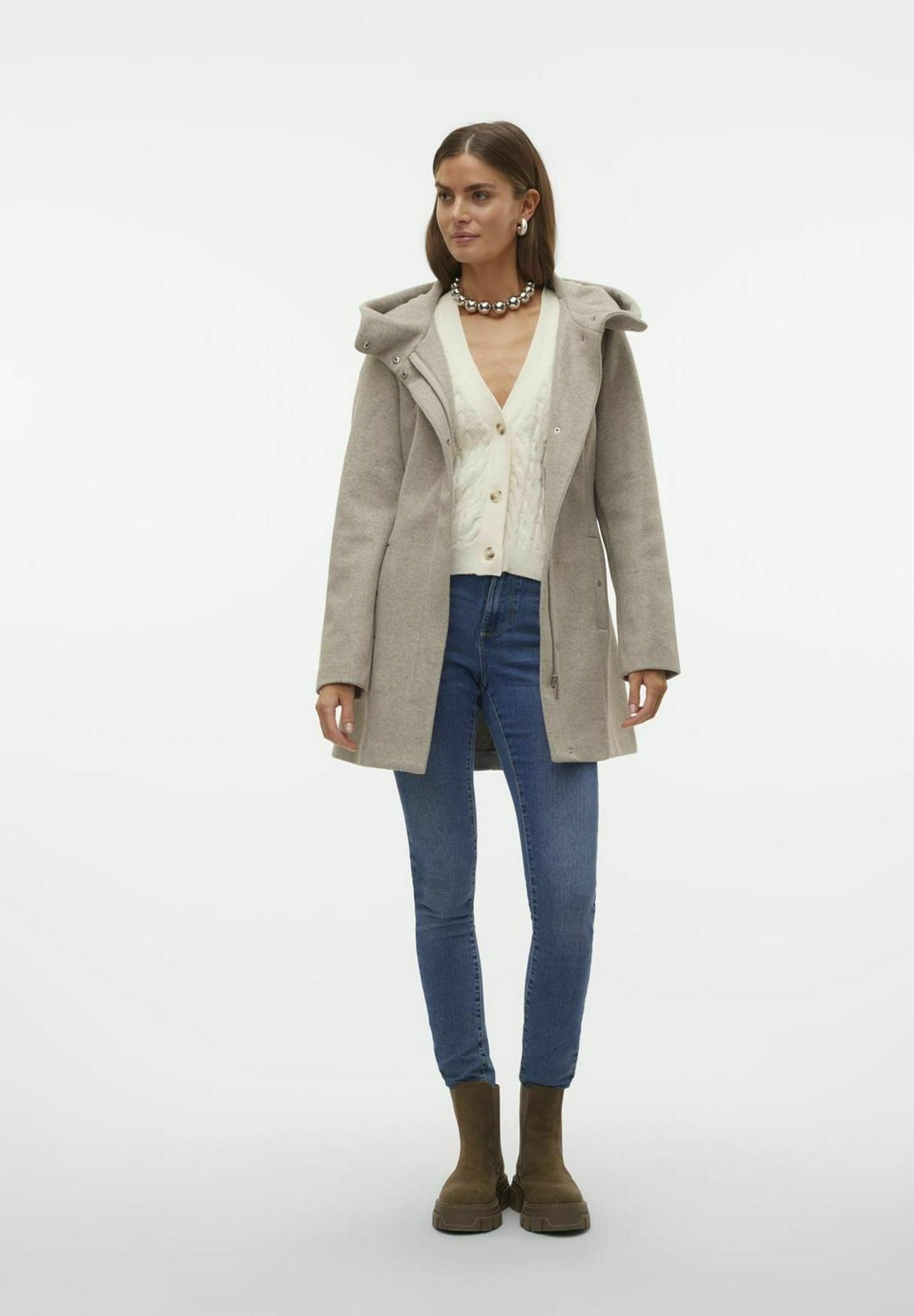 Vero Moda VMPOPLIVA - Short coat - silver mink/beige - Zalando