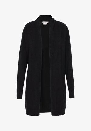 Cardigan nero con apertura frontale, maniche lunghe, polsini a costine e motivo floreale testurizzato. Realizzato in materiale morbido, adatto per il layering.