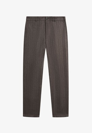 Massimo Dutti, 100% LINEN STRAIGHT-LEG PANTS - Chino - dark brown