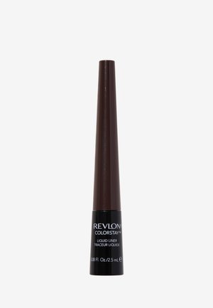 Revlon ColorStay Flüssig-Eyeliner in einem schlanken braunen Kunststoffröhrchen mit einem sich verjüngenden Applikator, versehen mit schwarzer Beschriftung und einem glänzenden Finish.