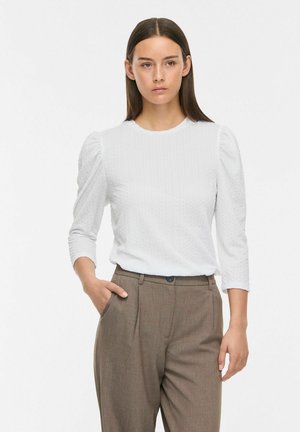 VILA 3/4 SLEEVED TOP VIANINE ROUND NECK - Bluza - snow white