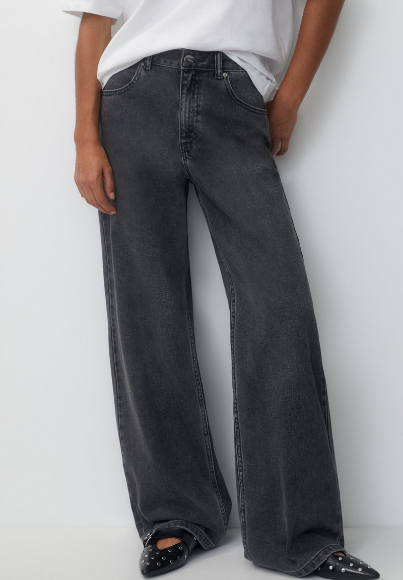 PULL&BEAR HIGH WAIST Jean flare grey/gris ZALANDO.FR