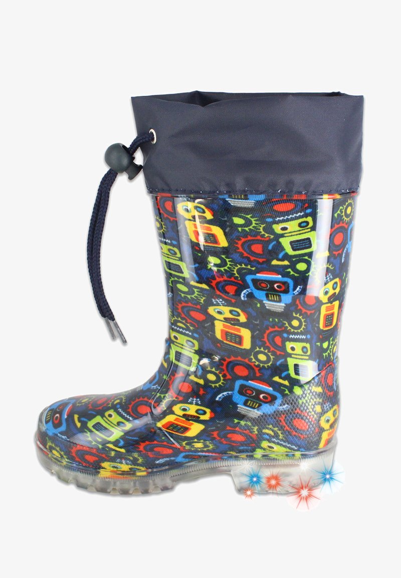 Botas De Lluvia Para Niños Beck Con Robots Parpadeantes | Talla Ajustable | Suela Antideslizante | Modelo Robots-4000