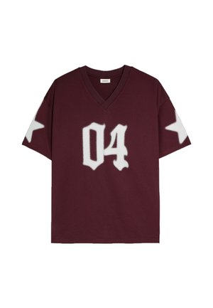 Bershka, OVERSIZE FOOTBALL PRINT - T-SHIRT - T-shirts print - dark red