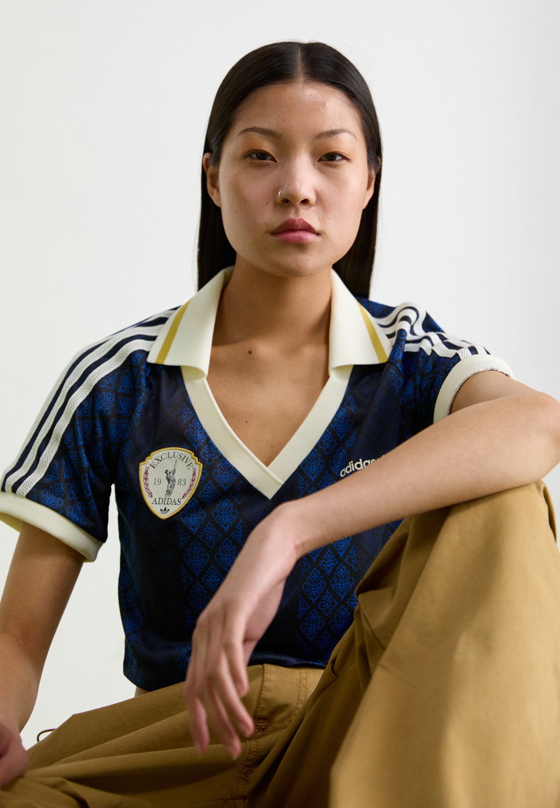 売れ筋商品|||アディダスオリジナルス Tシャツ レディース トップス CROP - Polo shirt - black/night indigo adidas Originals CROP - Polo - black/night indigo/negro