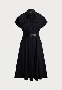 BUCKLE TRIM COTTON BLEND SHIRTDRESS - Shirt dress - black