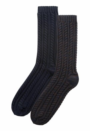 2 PACK THICK CABLE - Socks - brown navy