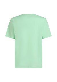 Camiseta de manga corta, de color verde menta, fabricada con una tela suave, con cuello redondo y un corte relajado con un dobladillo recto.