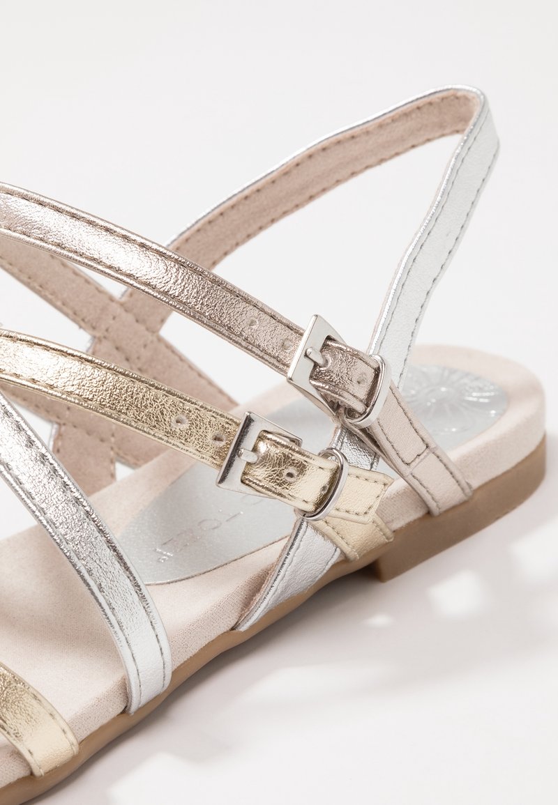 Sandales Femme MARCO TOZZI - Modèle Argenté à Talon Plat - Taille 40 - Neuf Avec Emballage
