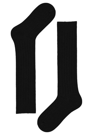 LONG RIBBED - Kniestrümpfe - black