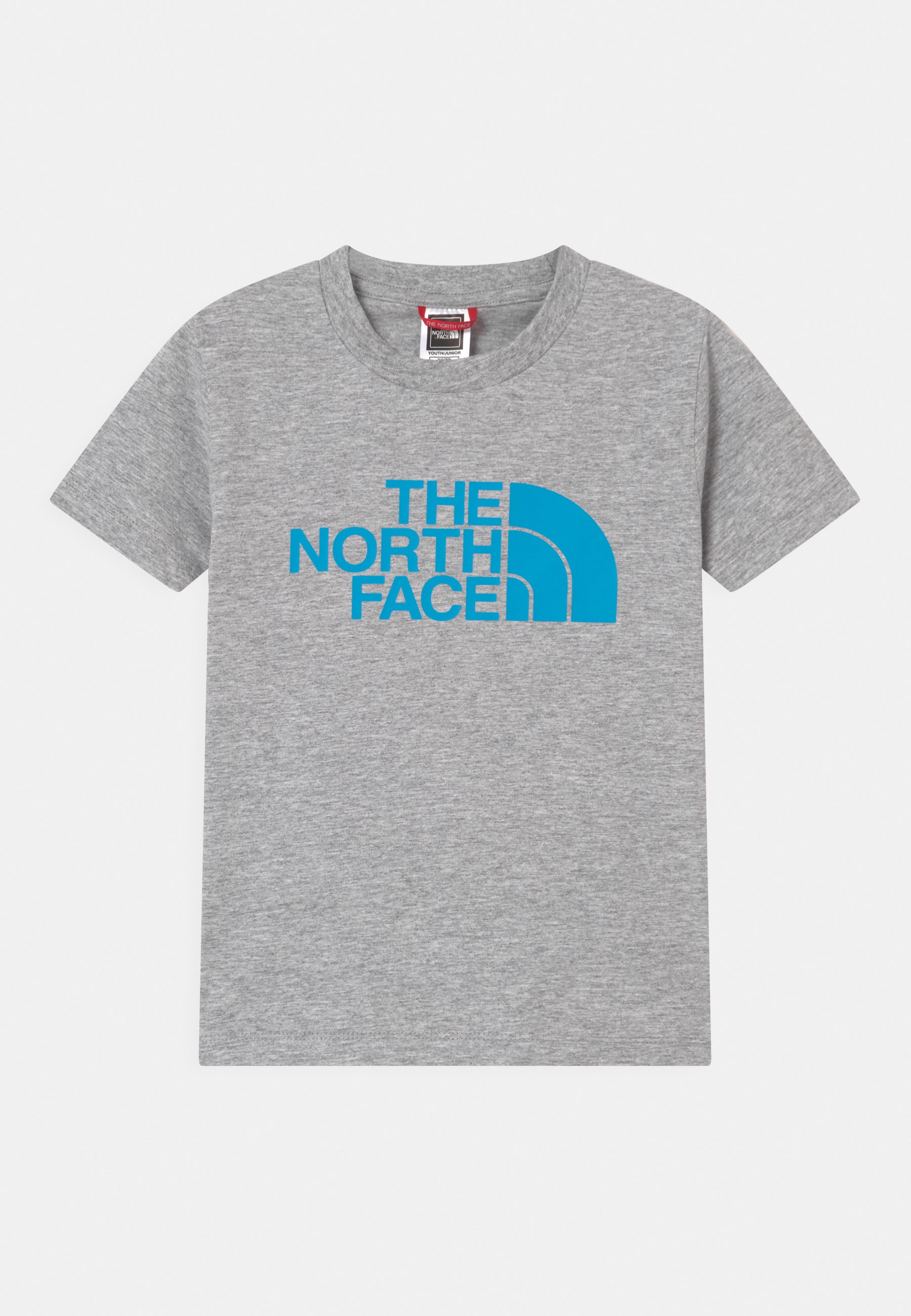 grey and blue t shirt