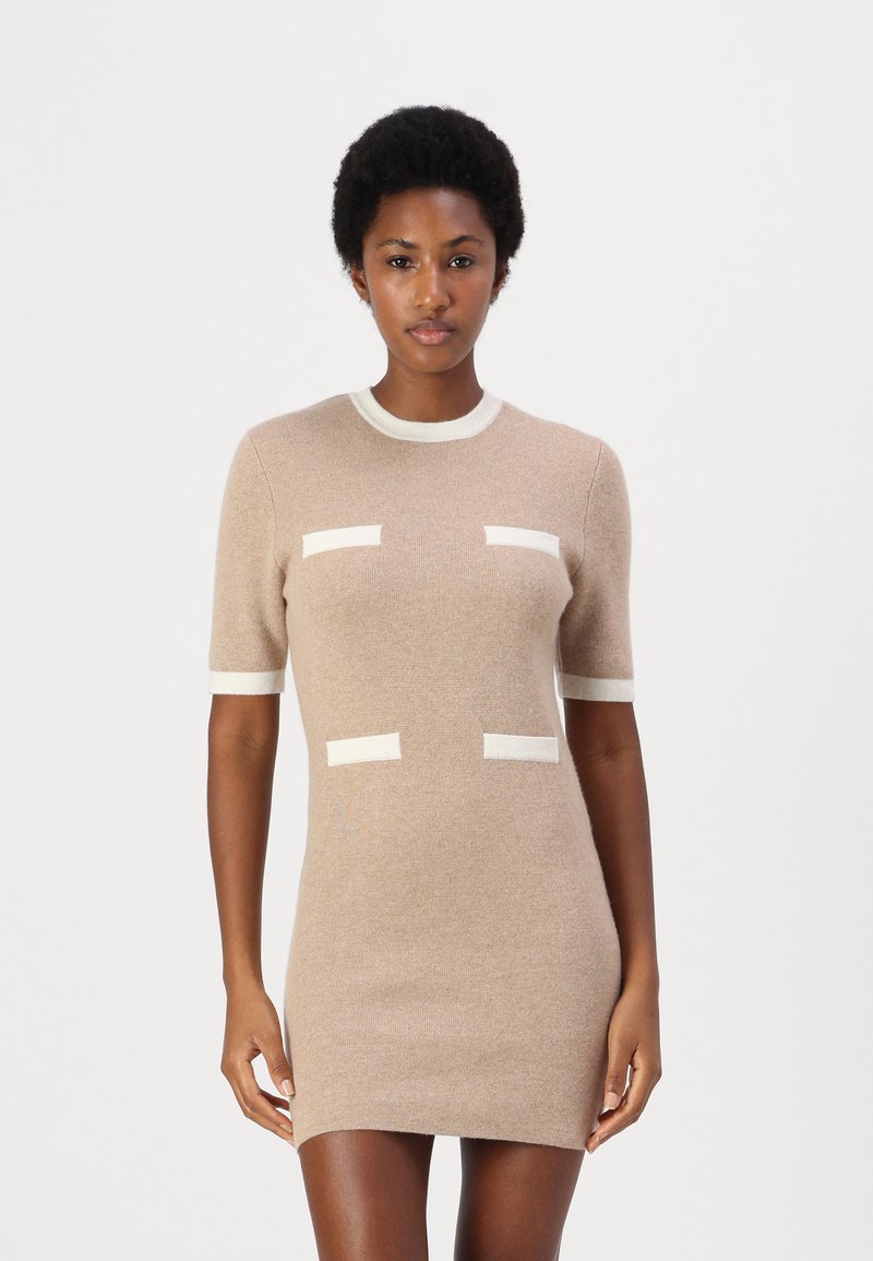 pure cashmere COLOR BLOCK SHORT SLEEVE DRESS - Sarafanas - camel