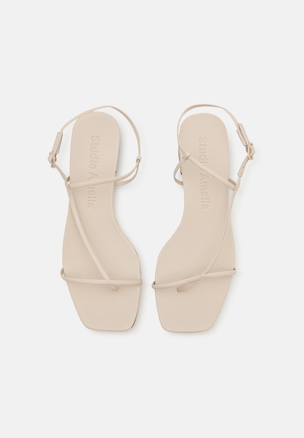 CROSS FRONT FLAT - T-bar sandals - stone2