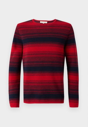 TOM TAILOR IRREGULAR STRIPES CREWNECK  - Džemperis - red navy