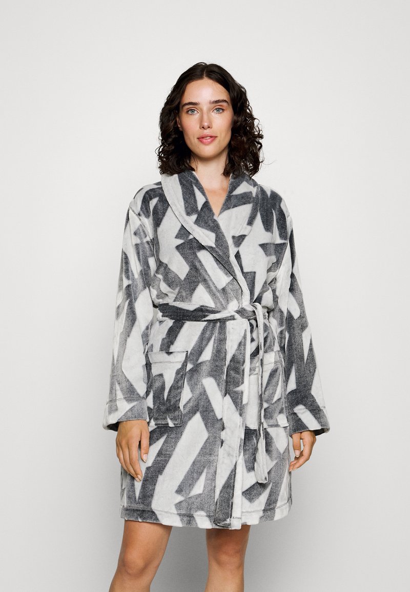 DKNY Intimates SIGNATURE ROBE - Dressing gown - grey/light grey ...