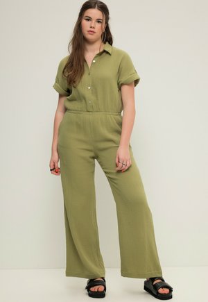 MUSSELIN ELASTISCHE TAILLE HALBARM WEITES  BEIN - Jumpsuit - light olive