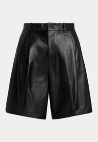 PLEATED LEATHER SHORT - Shorts - black