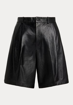 PLEATED LEATHER SHORT - Šortky - black