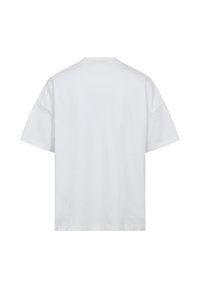 Hvid bomulds t-shirt med korte ærmer, afslappet pasform, rund halsudskæring og en glat tekstur. Ingen designs eller detaljer bemærket.