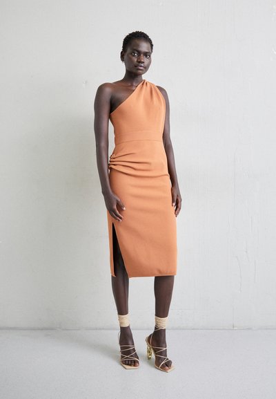 Hervé Léger DRAPED MILANO MIDI DRESS HARDWARE - Φόρεμα σε ίσια γραμμή - ginger