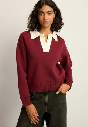 SOFT TOUCH COSY COLLARED REGULAR FIT - Jumper - burgundy red ecru