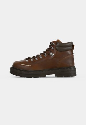 KARL LAGERFELD MILES HIKER LACE PULL UP - Боти с връзки - mid brown