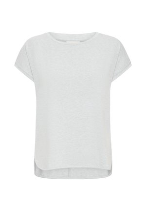 Einfache, hellgraue kurzärmlige T-Shirt im lockeren Schnitt mit rundem Halsausschnitt und leicht längerem Rückensaum.