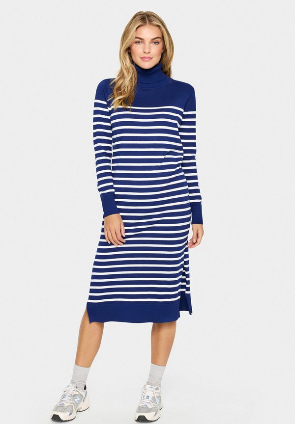 MILASZ R-NECK ST LONG - Strickkleid - midnight sail
