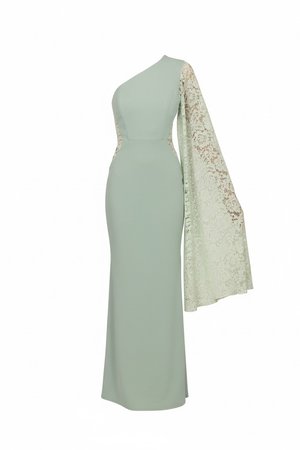 WAL G TALL, CASSIDY LACE ONE SLEEVE - Maxikleid - sage green