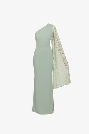 WAL G TALL, CASSIDY LACE ONE SLEEVE - Maxikleid - sage green