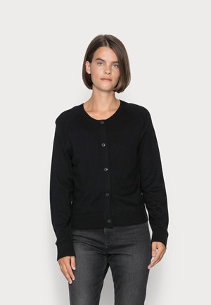 CARDIGAN, LONGSLEEVE, BUTTON CLOSURE, SADDLE SHOULDER - Cardigan - black